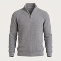 Ribbed Knit Grey Quarter Zip Sweater
