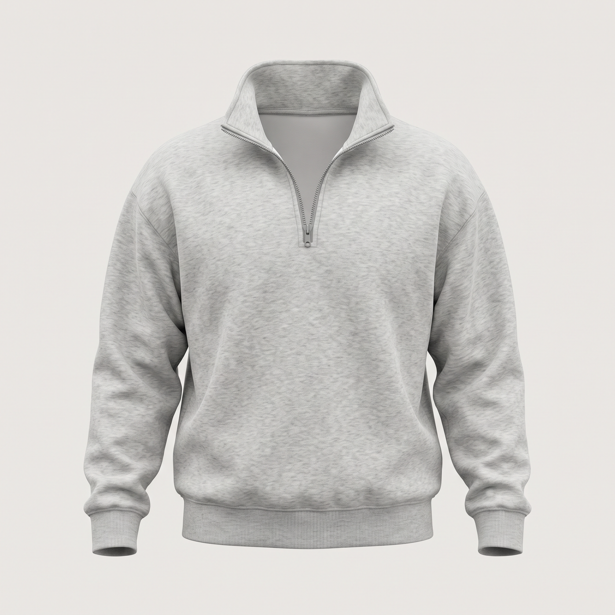 Fleece Back Light Grey Quarter Zip Sweatshirt