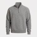 Brushed Knit Heather Grey Quarter Zip Sweater