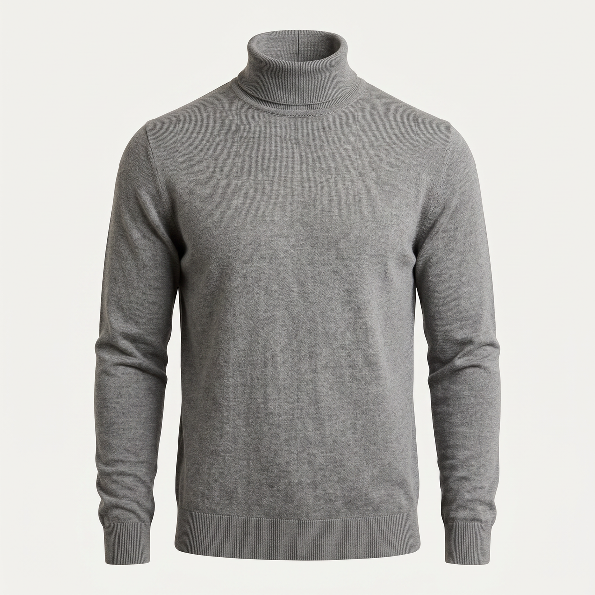 Fine Knit Heather Grey Turtleneck Sweater
