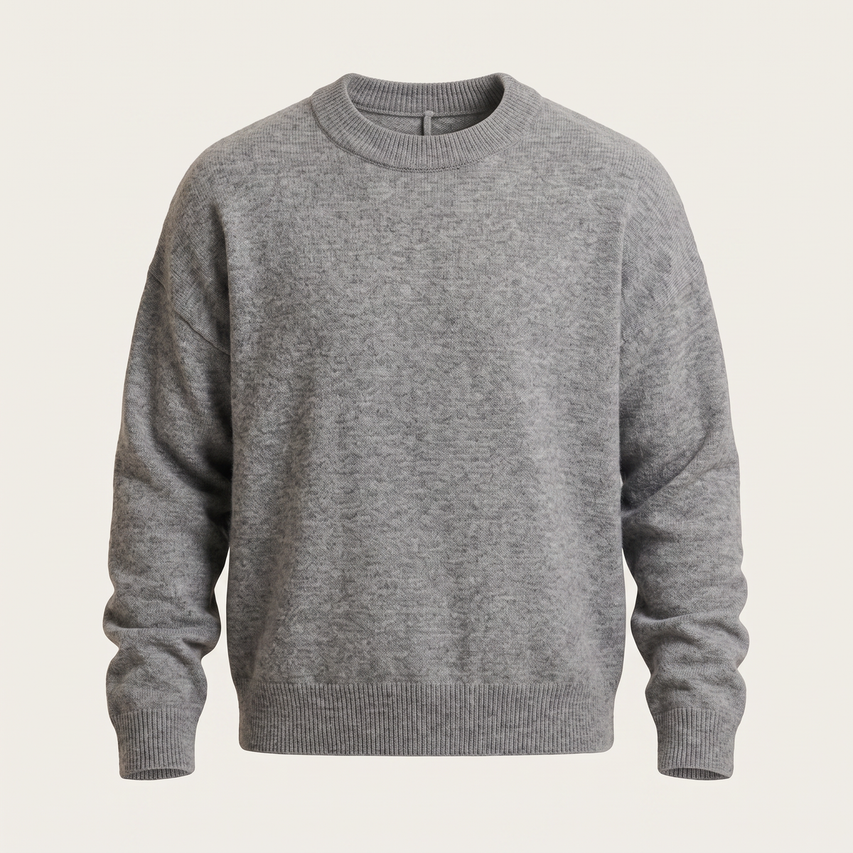 Brushed Knit Heather Grey Crewneck Sweater