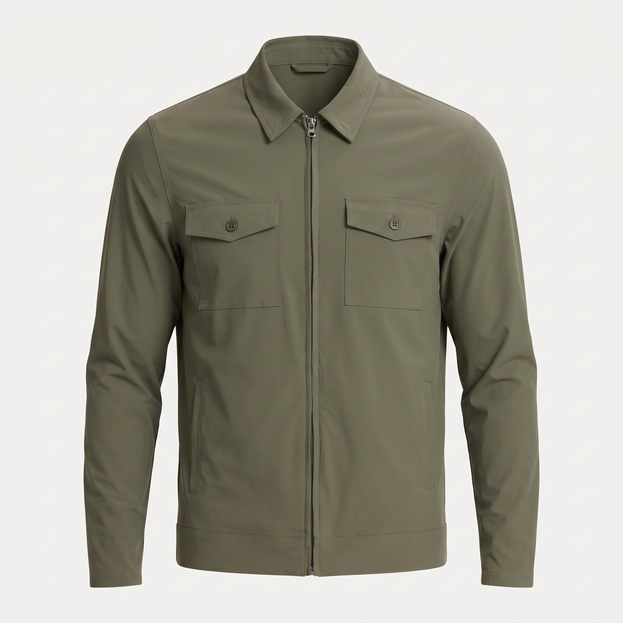 Zip Olive Overshirt Jacket