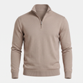 Fine Knit Taupe Quarter Zip Sweater