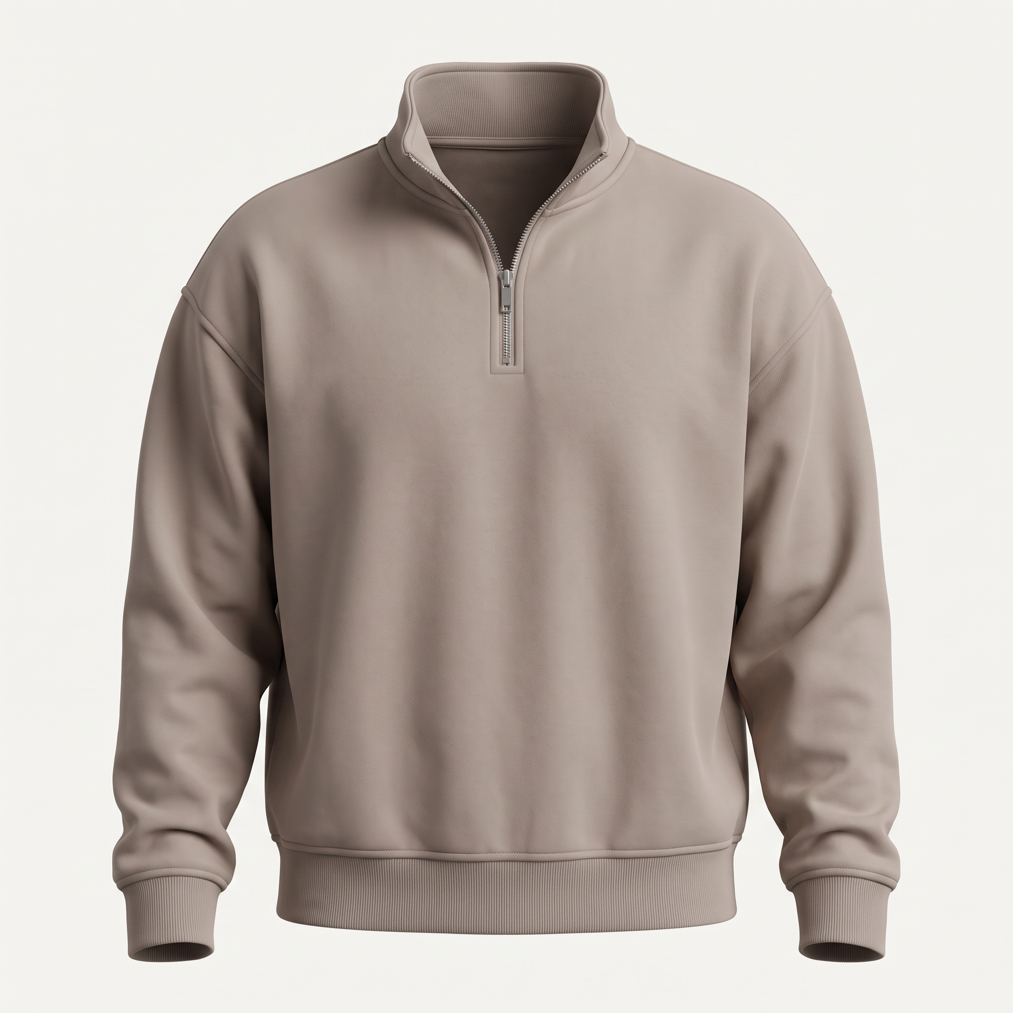 Fleece Back Taupe Quarter Zip Sweatshirt