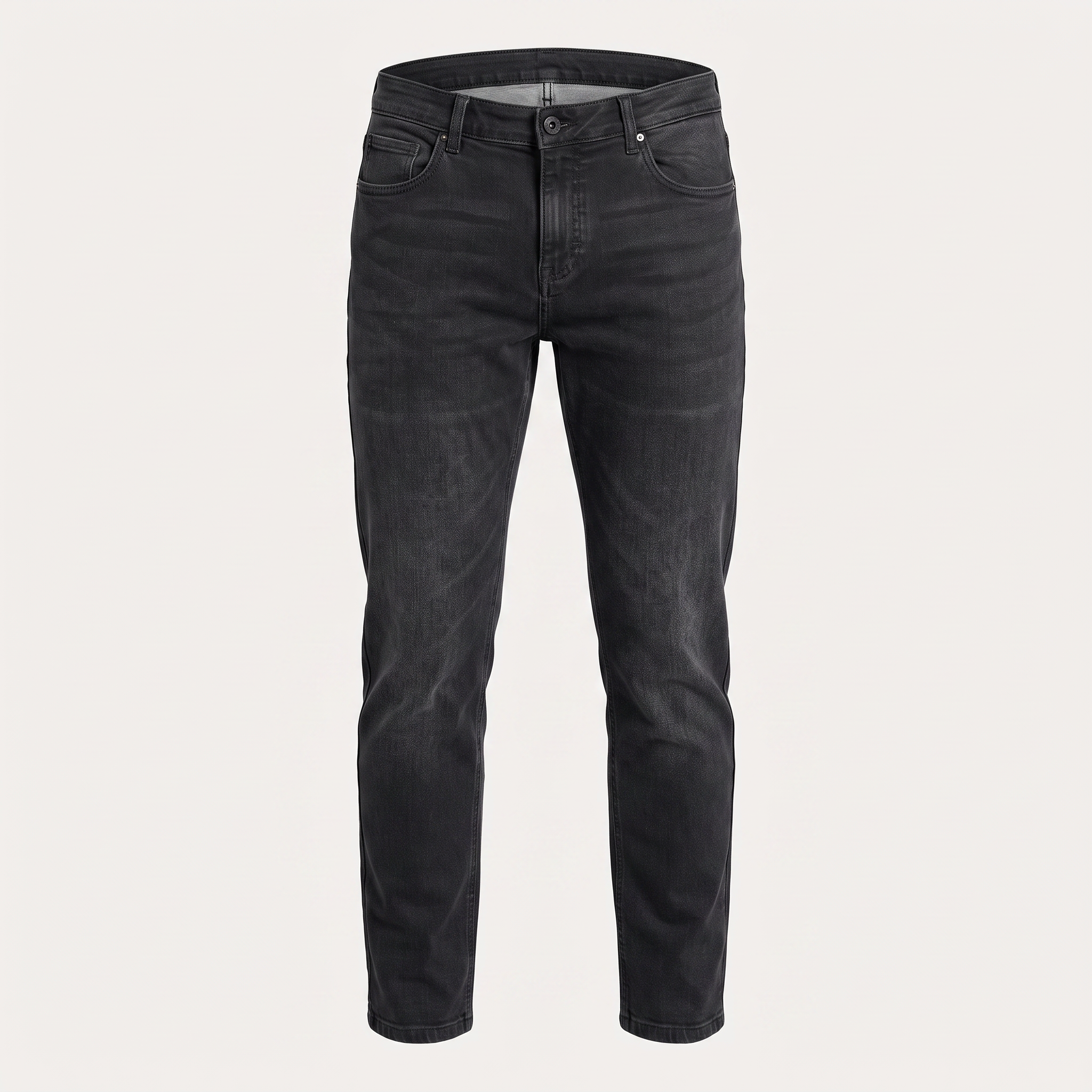 Washed Denim Black Straight Jeans